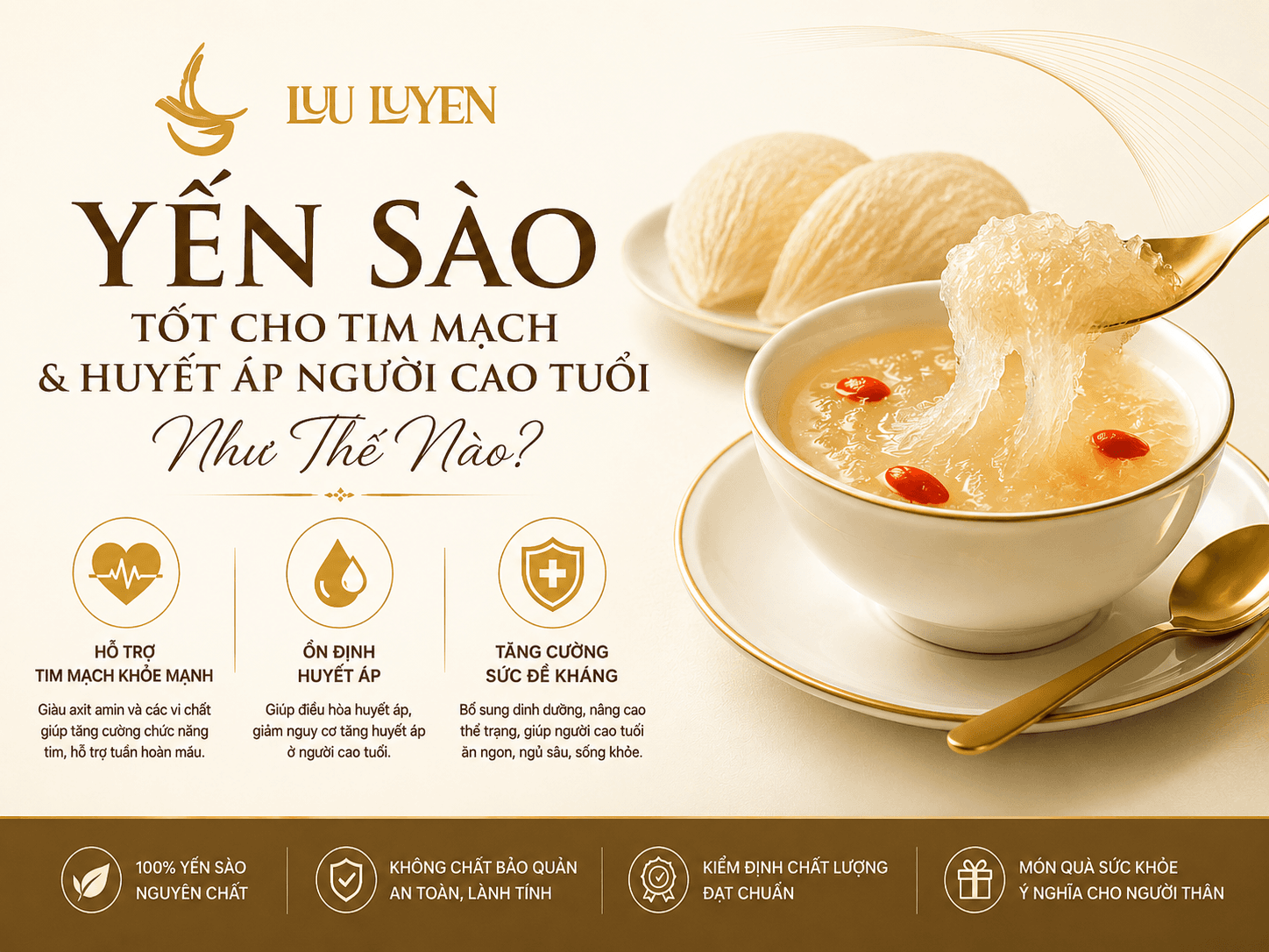 Yến Sào Tốt Cho Tim Mạch & Huyết Áp Người Cao Tuổi Như Thế Nào?
