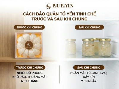 Cách bảo quản tổ yến tinh chế trước và sau khi chưng