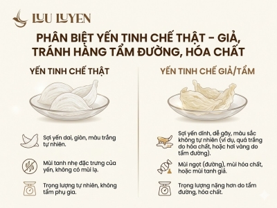 Phân biệt yến tinh chế thật – giả, tránh hàng tẩm đường, hóa chất